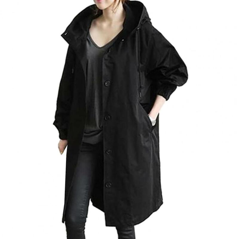 Women Solid Color Jacket Double Breasted Trench Coats Lightweight Windproof Jackets for Fall Elegant