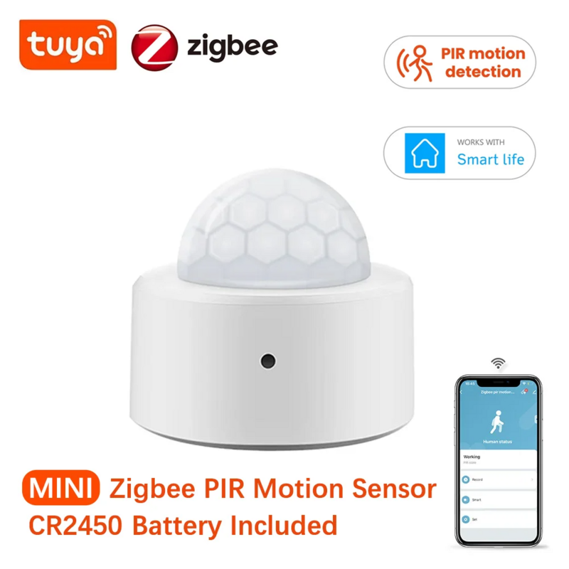 Zigbee Tuya Sensor gerak manusia, rumah pintar Sensor gerak PIR detektor inframerah keamanan hidup pintar bekerja dengan Alexa perlu Gateway