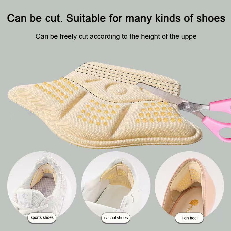 Protectores de tacón cómodos 5D para zapatillas, plantillas de tamaño retráctil, almohadillas antidesgaste para los pies, almohadillas para los zapatos, almohadillas para el talón alto, ajustables