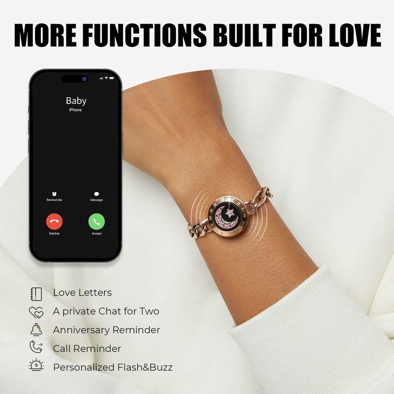 Totwoo-Longa Distância Touch Light Up e Vibrar Pulseiras para Casais, Pulseira Bluetooth Inteligente, Presentes Relacionamento Distância