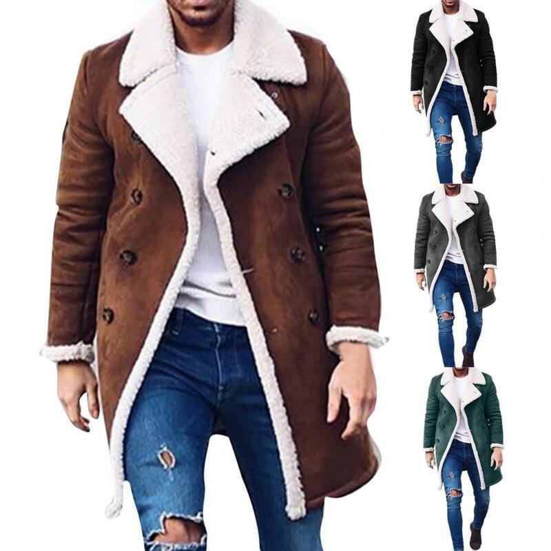 Casaco quente de inverno com botões masculinos, Cardigan elegante, jaqueta masculina