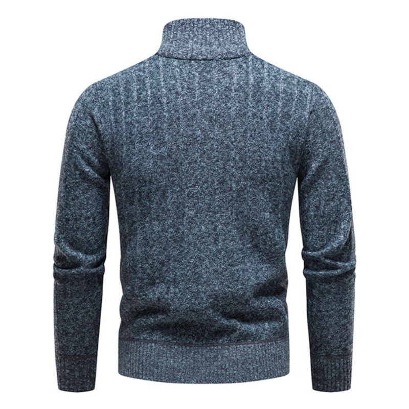 Eridale-男性用の縦襟付きニットセーター,厚くて厚いスウェットシャツ,無地,セミジッパー付き,Mzm242