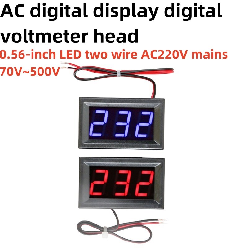 5pcs     Led Digital Display Two Wire Ac Voltage Meter Head Ac220V Mains 70V~500V Two Wire Digital Voltage Meter