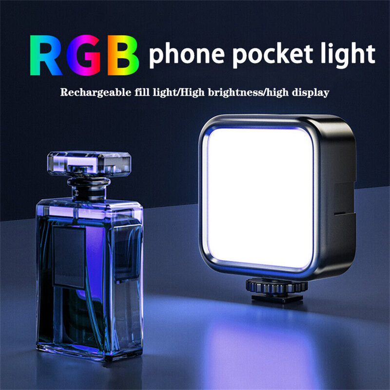 Luz da câmera LED com painel regulável, alto brilho, cores ajustáveis, iluminação de fotografia, 5W, 3000-6000K