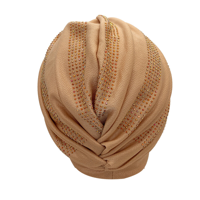 Shinny Diamonds Turban topi untuk wanita wanita bungkus kepala Bonnet Muslim jilbab topi Turbante Mujer