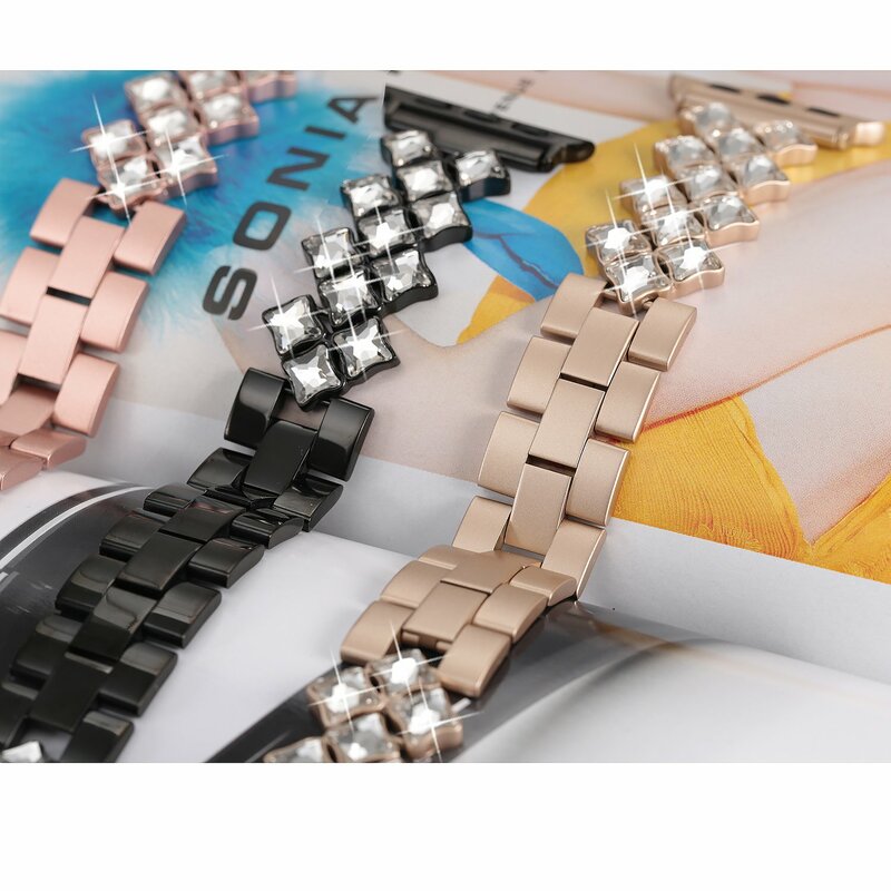 Pulseira de aço inoxidável para relógio Apple, pulseira ultra 2, 49mm para mulheres, iWatch Series 9, 8, 7, 44mm, 45mm, 6, 5, 42mm, 40mm