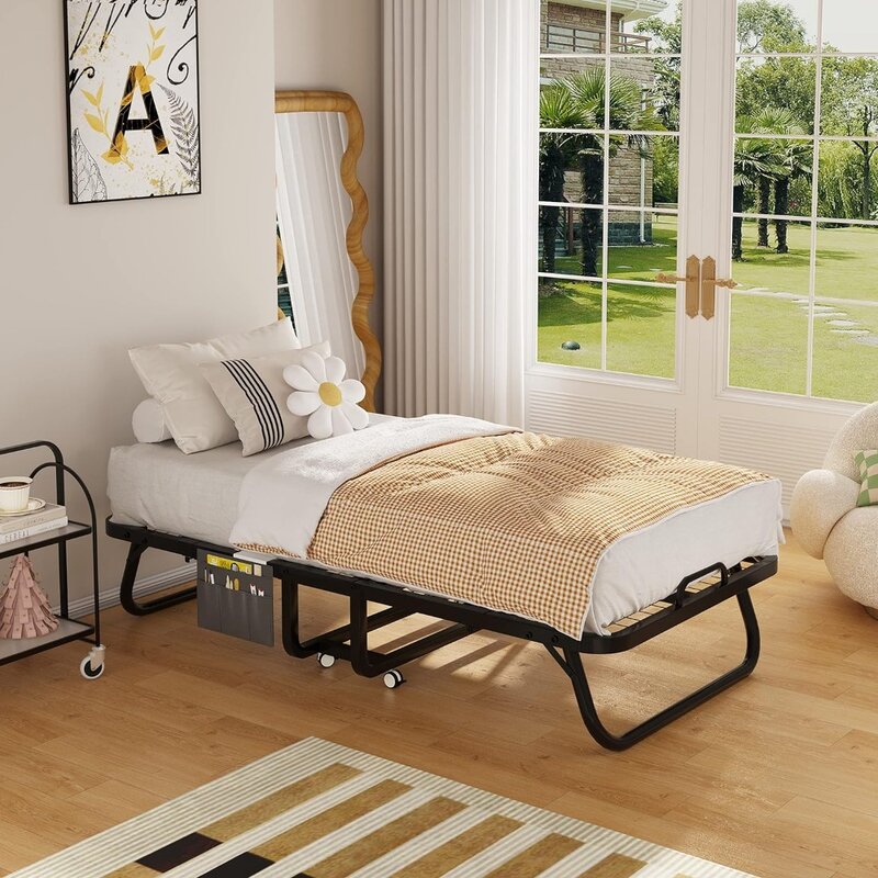 Składane łóżko 75" X 35" z materacem - podwójna wytrzymała rama Przenośne składane łóżko dla gości dla dorosłych o grubości 5 cali