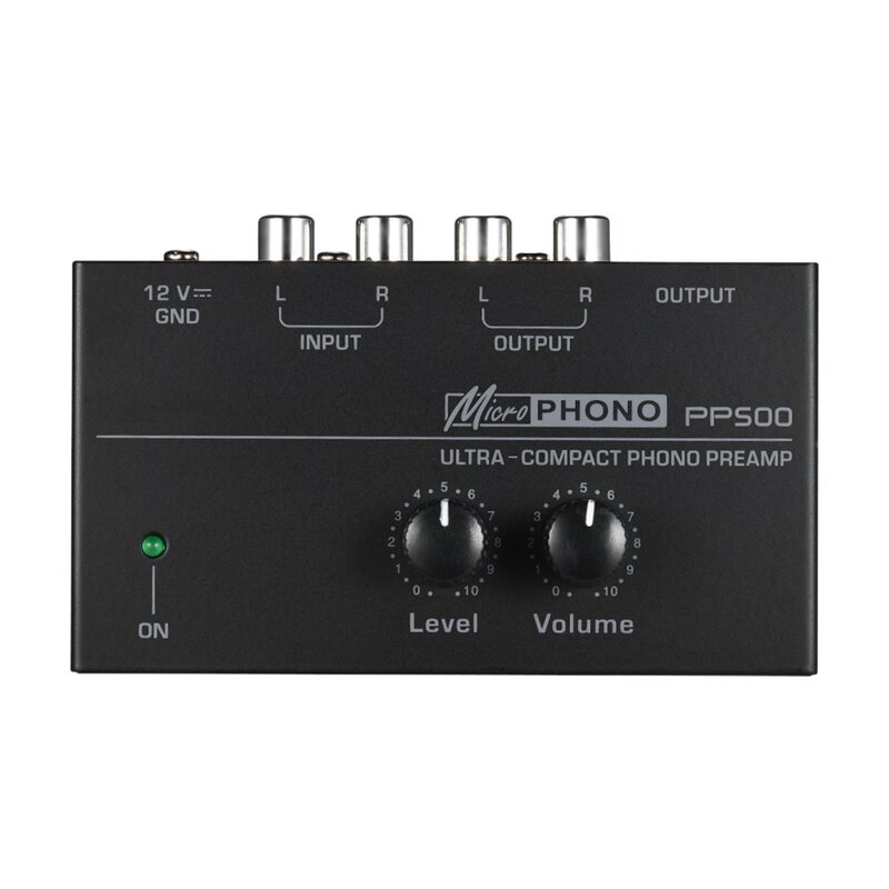 Préampli Phono Ultra Compact PP500 avec Équilibre des Aigus, Réglage du Volume, Ampli Coloré, Prise US