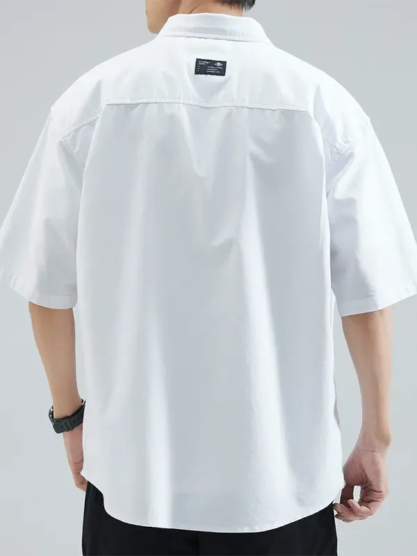 Рубашка мужская хлопковая с коротким рукавом, Повседневная Классическая блуза с нагрудным карманом, дышащая уличная одежда, свободная сорочка для мужа, лето