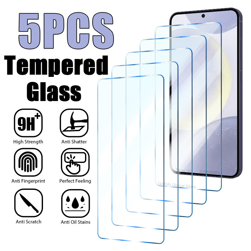 5 pezzi di vetro temperato per Samsung Galaxy S24 Ultra A54 A14 A13 A53 A34 A33 A52 5G S23 Plus pellicola salvaschermo su Samsung A32 A22 S21