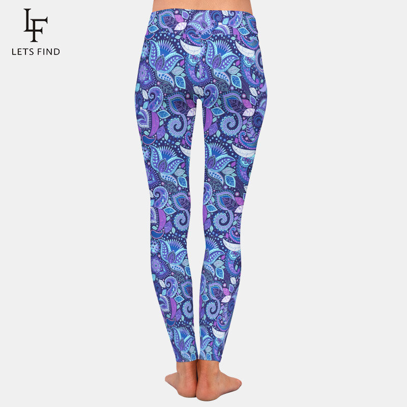 Letsfind 2020 novo bonito 3d floral étnica impressão leggings de fitness feminino fahsion cintura alta macio magro leggings