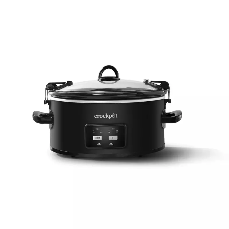 Crock-Pot 6qt программируемая медленная плитка для приготовления пищи и переноски черная фотография