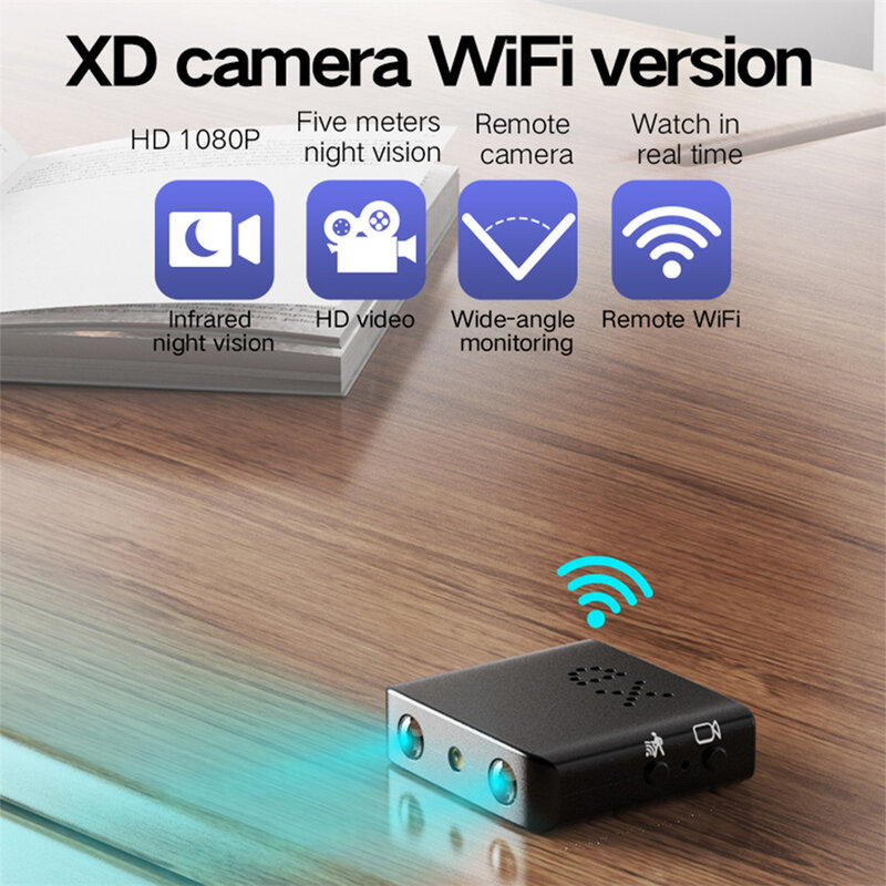 BKW1-Caméra WiFi 1080P, caméscope à coupe IR, vision nocturne, détection de mouvement pour la sécurité à domicile et au bureau, surveillance intérieure
