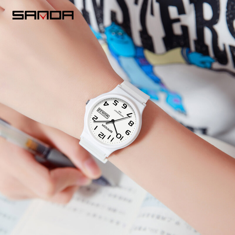 Sanda 9072 Studenten Uhren neues Design weiches wasserdichtes Quarz werk Outdoor-Sport Herren-und Damen armbanduhr