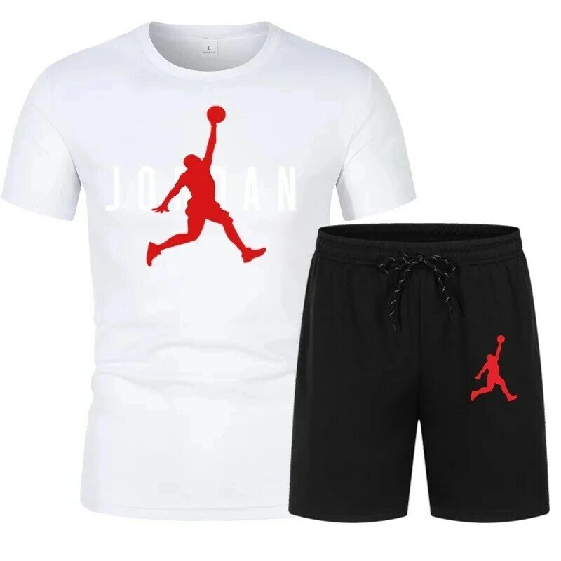 Summer Popular Men's T-shirt+shorts Suit Men Sports Suit Printing Casual Fashion Short-sleeved T-shirt Set Men Joggers Suit Set