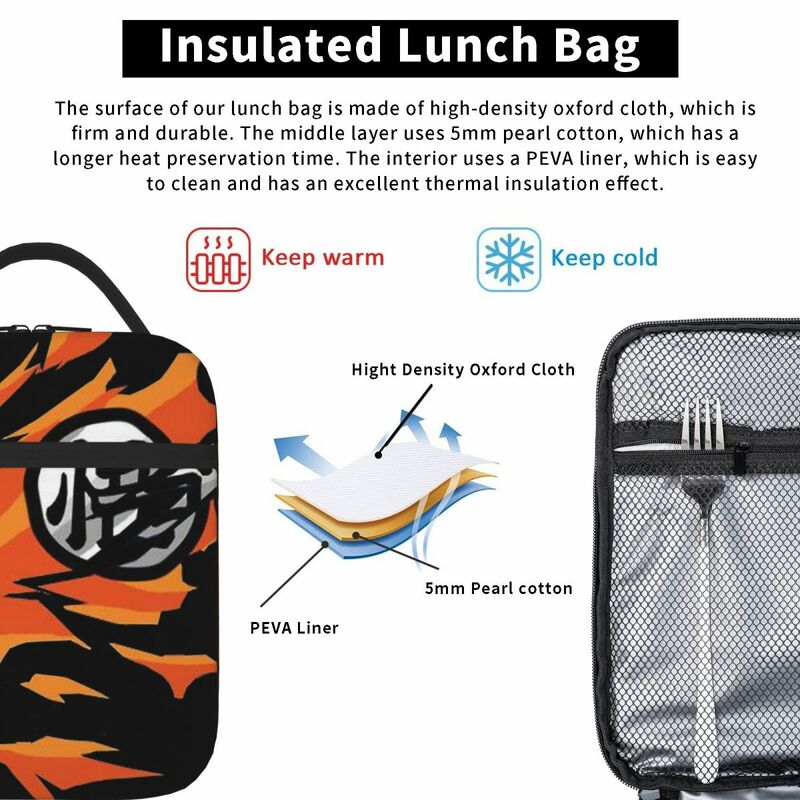 Tas makan siang Son Goku-dragon Ball Z Tote makan siang terisolasi kotak Bento portabel tas piknik dapat dipakai kembali untuk wanita kerja anak-anak Sekolah