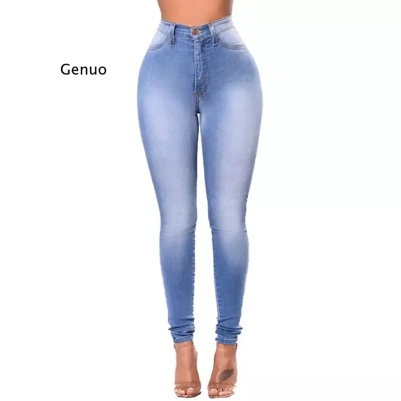 Jeans Skinny a vita alta da donna Jeans Slim elasticizzati alla moda pantaloni Casual con piedi piccoli abbigliamento femminile primaverile ed estivo
