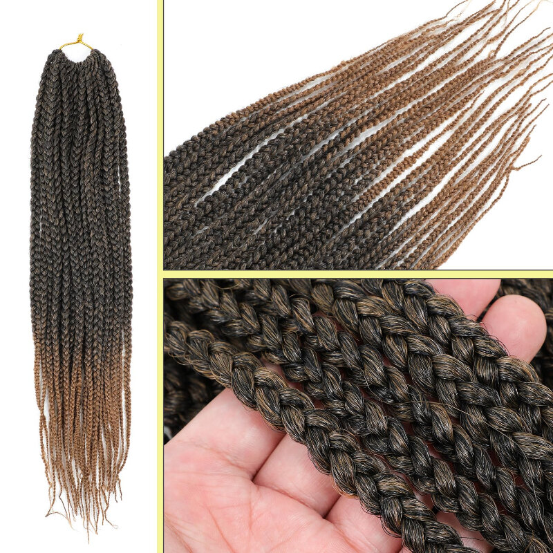 Perucas tranças artesanais para mulheres, cabelo africano, trança suja, fibra química, tecido, 22 raiz, crochê, tranças de 3 cordas