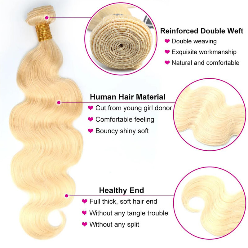 Yyong Braziliaanse Body Wave 613 Blonde Bundels 1/3/4 Bundels Haar Weven Remy Honingblond 100% Menselijk Haar Bundels 10-30 Inch