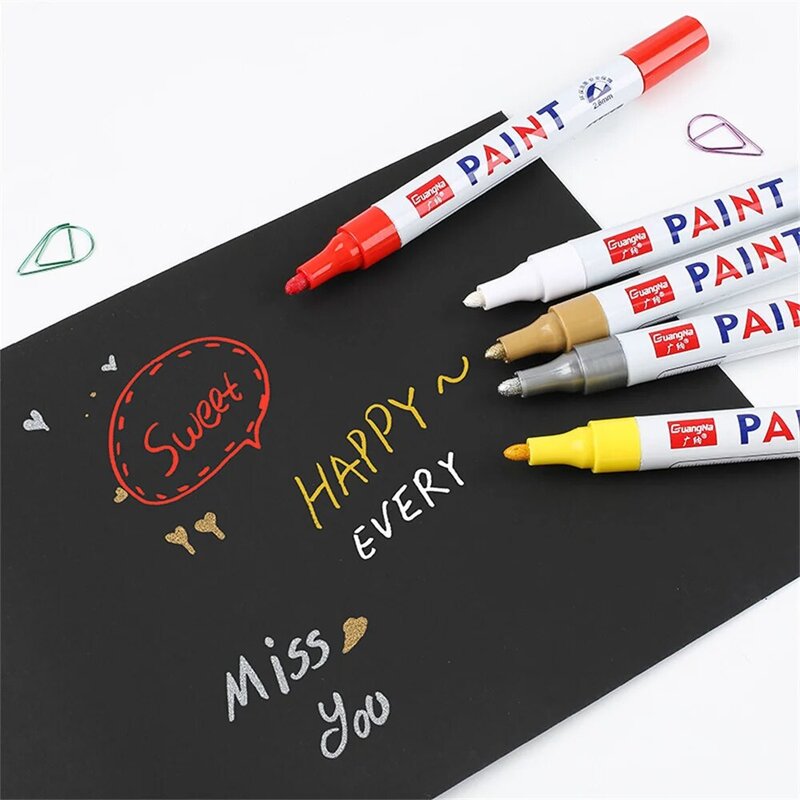 Paint Permanent Marker Pen Painting Oily Stationery Pen Waterproof Lasting White Markers Tire Tread Rubber Fabric Paint Marker