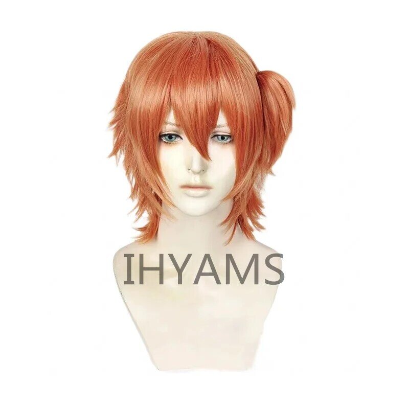شعر مستعار Kyousuke-Yaguchi البرتقالي مع ذيل حصان وقبعة شعر مستعار ، شعر اصطناعي ، تأثيري هالوين ، رقاقة