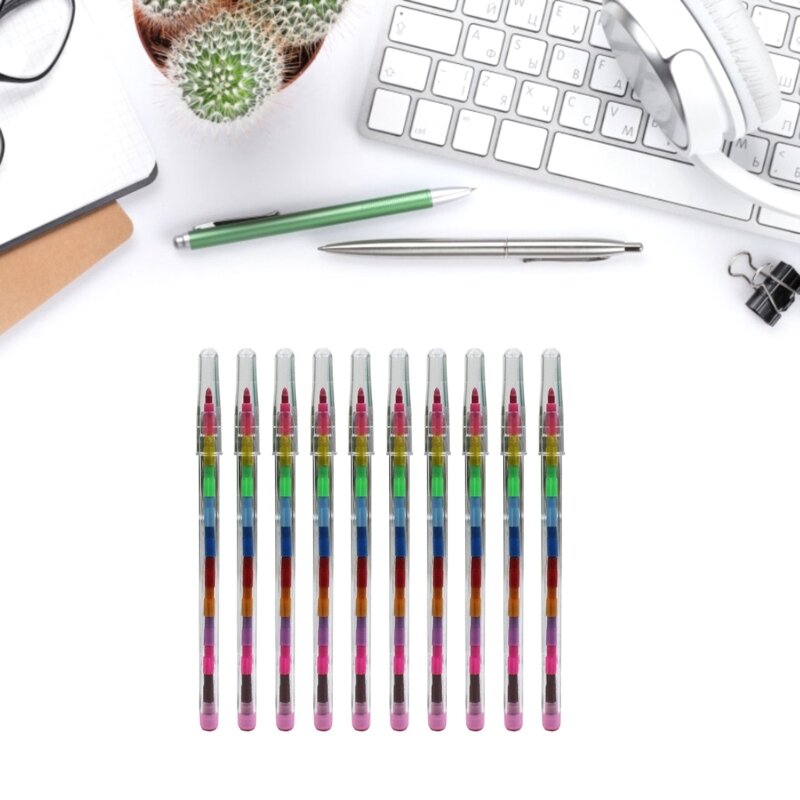 Conjunto de lápis de cor empilhável 10/24 peças Lápis de cera montáveis ​​para crianças