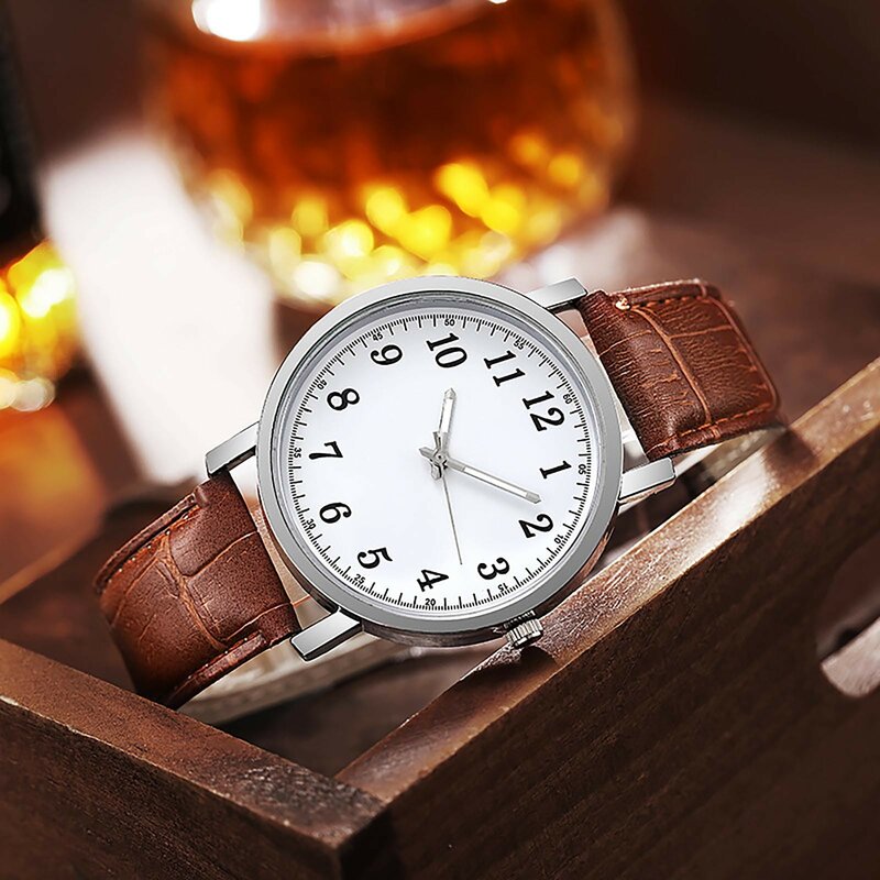 Jam tangan desain modis Atasan Pria Digital kulit jam tangan kuarsa pria bermerek mewah kasual jam tangan elegan jam tangan kulit