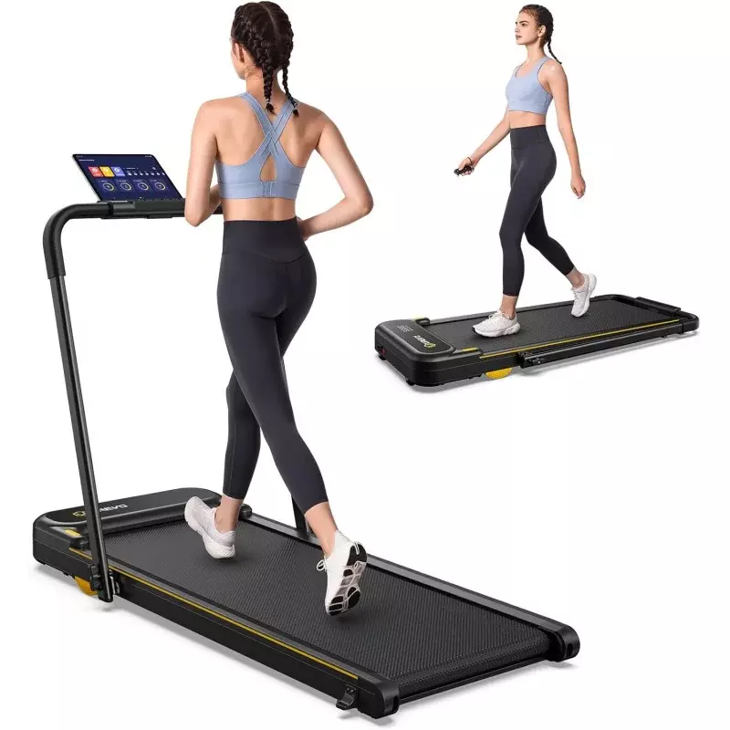 UREVO Under Desk Treadmill, Walking Pad Treadmill for Home/Office, 2.25HP 2 in 1 Folding Treadmill with Remote Control, APP and