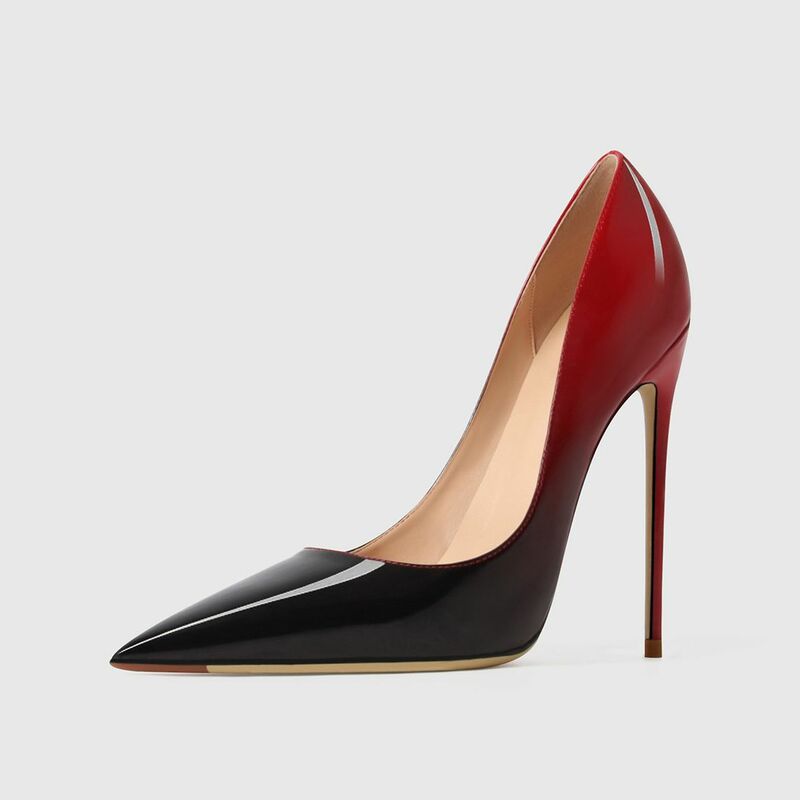 Sepatu Hak Tinggi Mode Ujung Lancip Baru 2022 Pump Wanita Warna Campur Sepatu Pesta Malam Stiletto Wanita 8Cm 12Cm Plus 44