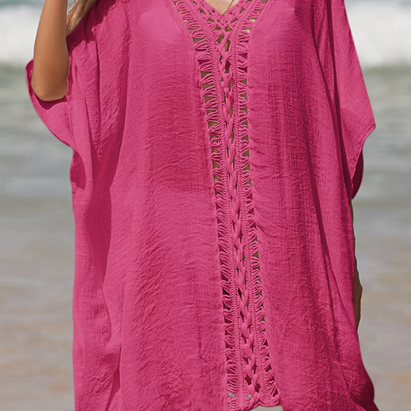 Fitshinling Patchwork Handmade Crochet Beach Towel Cover Up Swimsuit Women's Bohemian Sexy Transparent Skirt 2024 Summer New Sty
