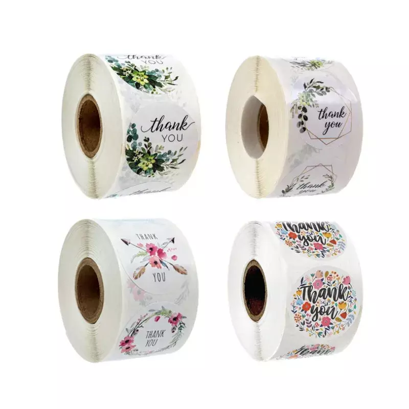 500piece 1 inch Roll sealing stickers Thank You handmade Flower color label paper DIY packaging 25mm