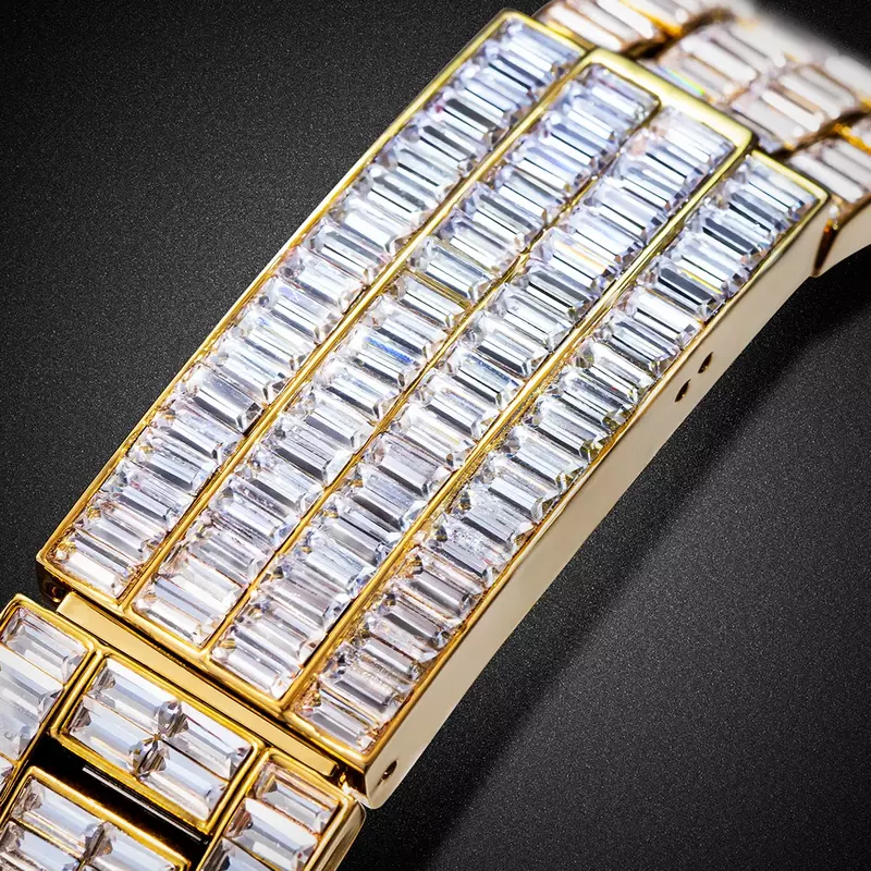 Eis Aus Uhren Für Männer Luxus Handgemachte Mosaik Diamant Uhr Chronograph Wasserdichte Hip Hop Herren Uhren Kubanischen Kette Relogio Neue