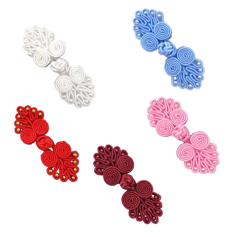 50JB Handmade Chinese Buttons Closure Knot Fastener Sewing Seven Beads Button DIY