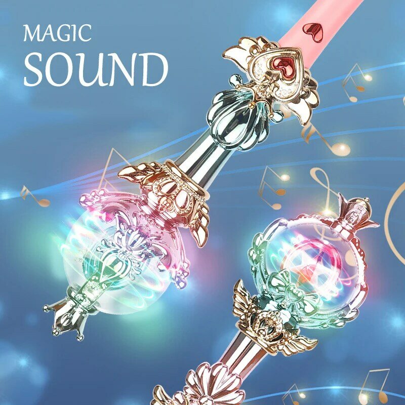 Varita mágica de princesa de fantasía para niños, juguete con música intermitente, hada luminosa, accesorios de Cosplay, regalo de Navidad, 41cm