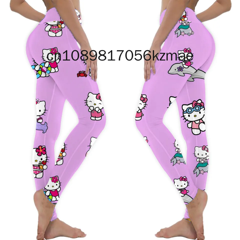 2024 New Sexy Hello Kitty Legging  Prints Girls Elastic Fitness Gym Sport Workout Leggings Women Yoga Pants Dropshipping