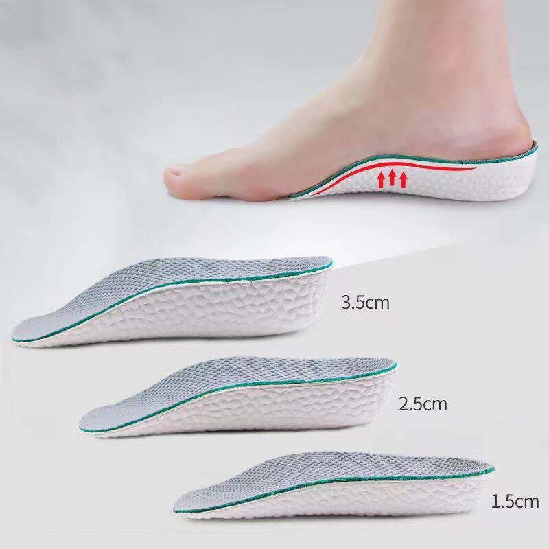 Wzrost wysokości wkładki mężczyźni kobiety buty płaskostopie wkładki ortopedyczne do buta w płaskostopiu trampki pięty podnieś z pianki Memory miękkie wkładki do butów