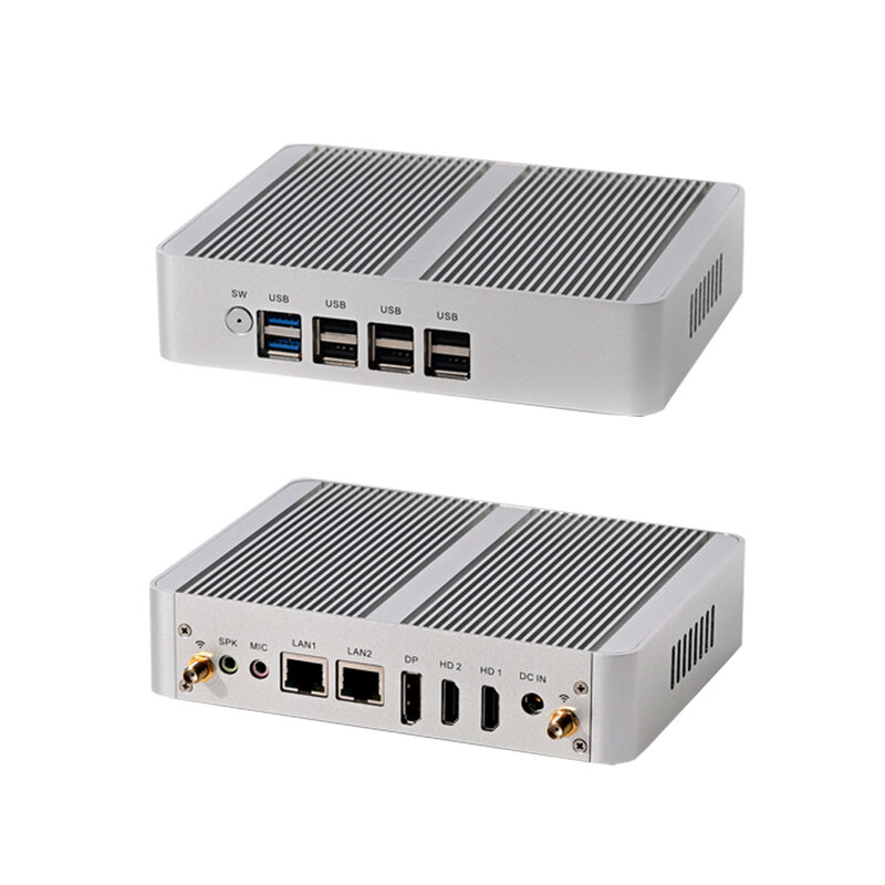 إنتل-كمبيوتر صناعي صغير مع شبكة LAN مزدوجة ، N100 ، كمبيوتر بدون مروحة ، 2 x HDMI 2.0 ، 4K ، 60Hz + DP ، 3 شاشة عرض ، DDR4 ، منخفضة الطاقة ، 0 ضوضاء