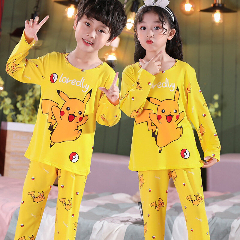 Piyama anak Pokemon laki-laki dan balita perempuan, set pakaian anak perempuan modis uniseks