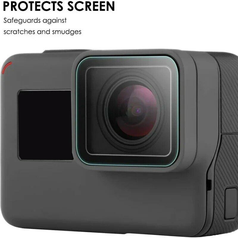 Protetor de tela de vidro temperado hd para gopro hero 8 proteção de lente preta película protetora para gopro8 acessórios da câmera