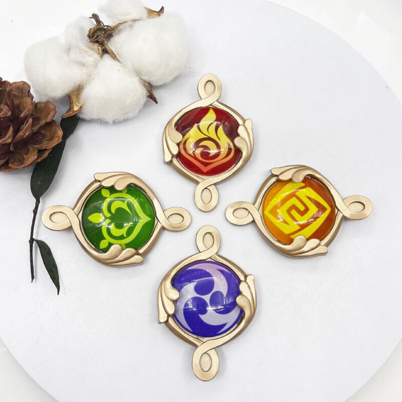 Game Genshin Impact Badge Fontaine Vision Of God Cosplay Luminous Brooches Jewelry Lapel Pin Props Brooch Accessories