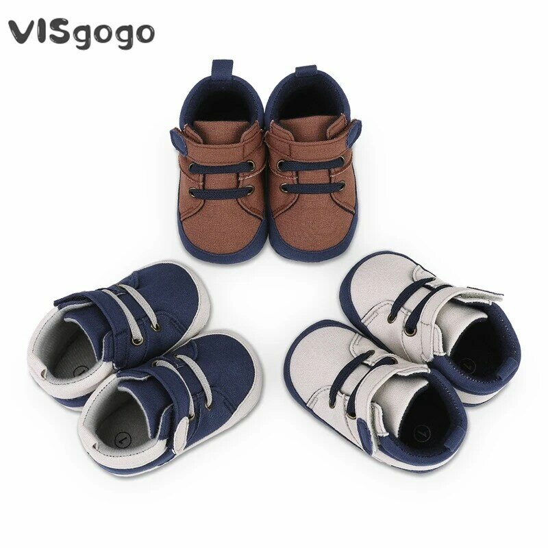 VISgogo 유아 소년 신발, 대비 색상, 부드러운 밑창, 미끄럼 방지 아기 워킹화, 아기 첫 워커, 봄 가을 캐주얼 신발