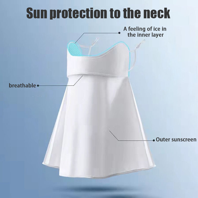 아이스 실크 자외선 차단 마스크, UPF50 +, 자외선 차단 얼굴 커버, 목 각반 스카프, 야외 통기성 목 보호 귀 걸이 마스크, 여름