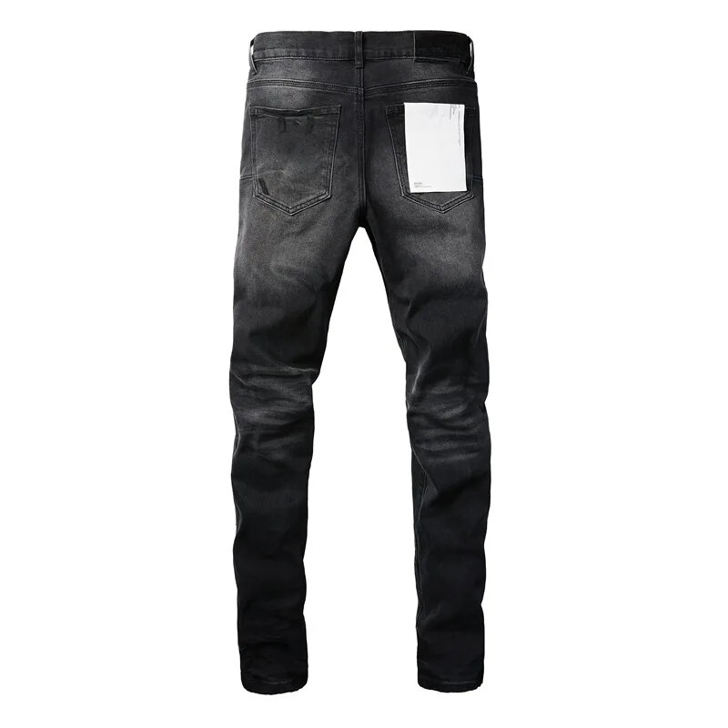 Jeans di marca Roca viola moda high street di alta qualità, riparazione di fori neri, jeans attillati a vita bassa, pantaloni taglia 28-40