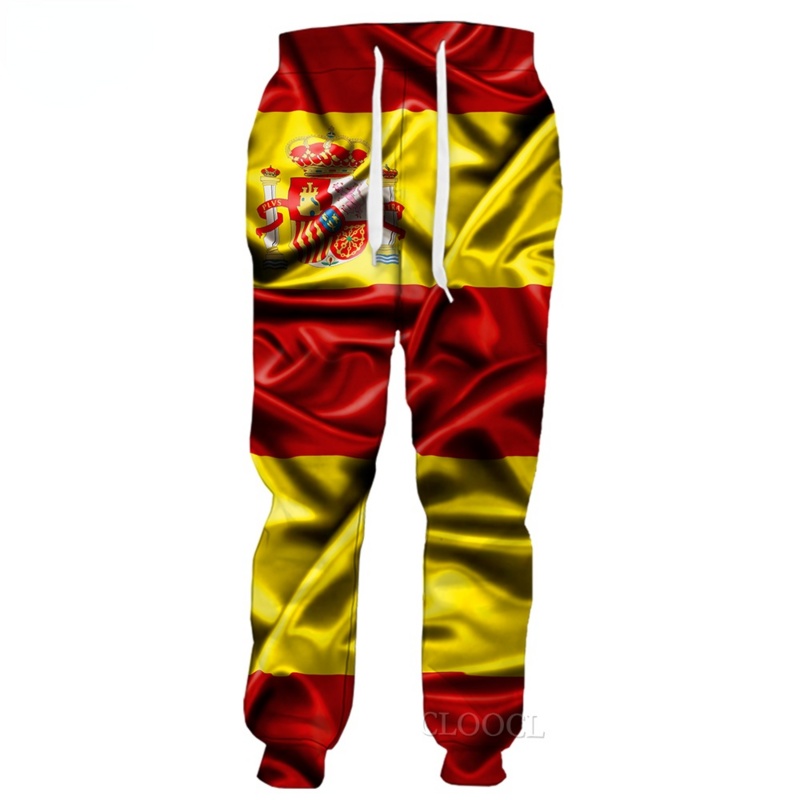 CLOOCL męskie spodnie hiszpańskie godło narodowe flaga 3D wzór nadrukowany spodnie dorywczo spodnie hiphopowy sweter Unisex spodnie dresowe
