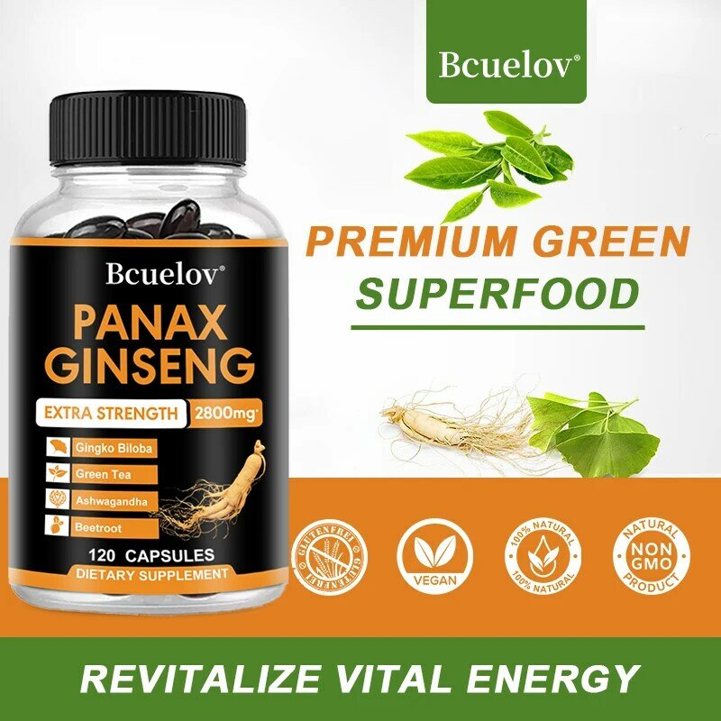 Bcuelov Panax Ginseng - Supports Metabolism and Immune System Health, Relieves Fatigue