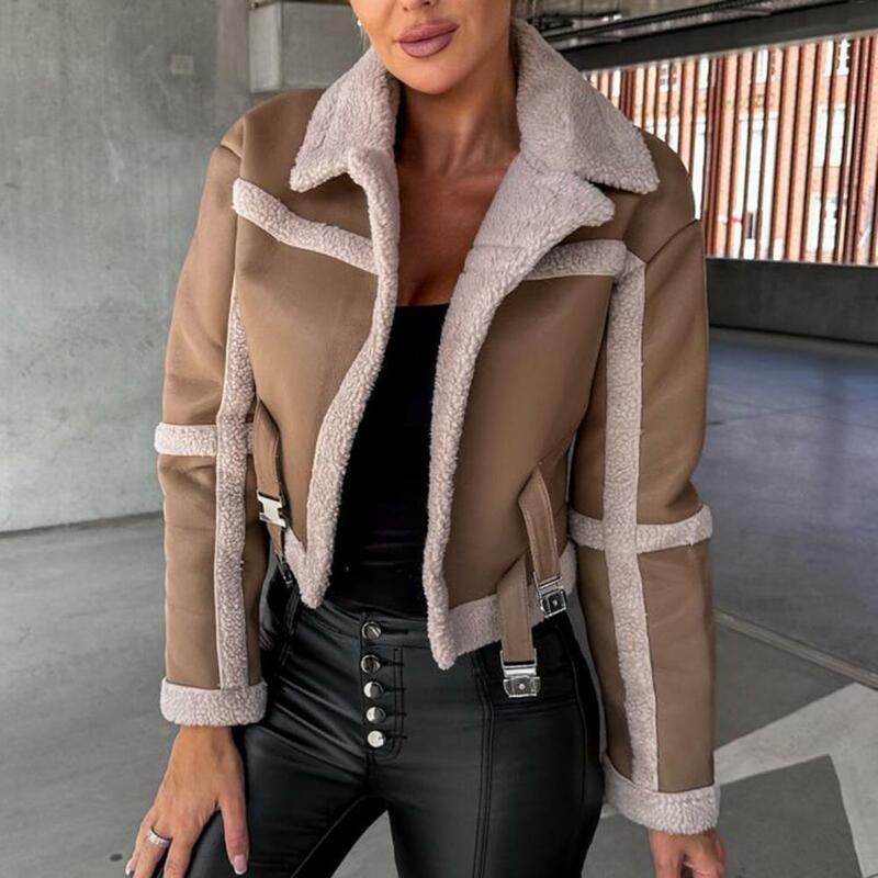 Comfortable Casual Women Jacket Luxurious Leather Surface Women Jacket Vintage Motorcycle Outerwear Women's Faux for Indoor