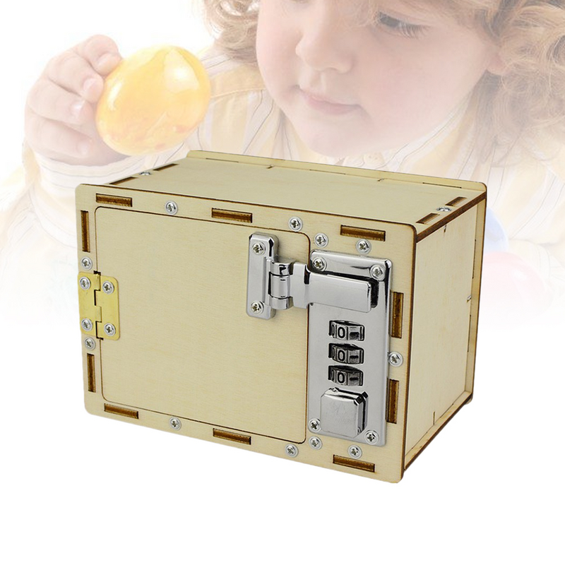Caja de contraseña de madera mecánica, hucha de contraseña de ciencia DIY, hucha para niños, caja de contraseña de banco