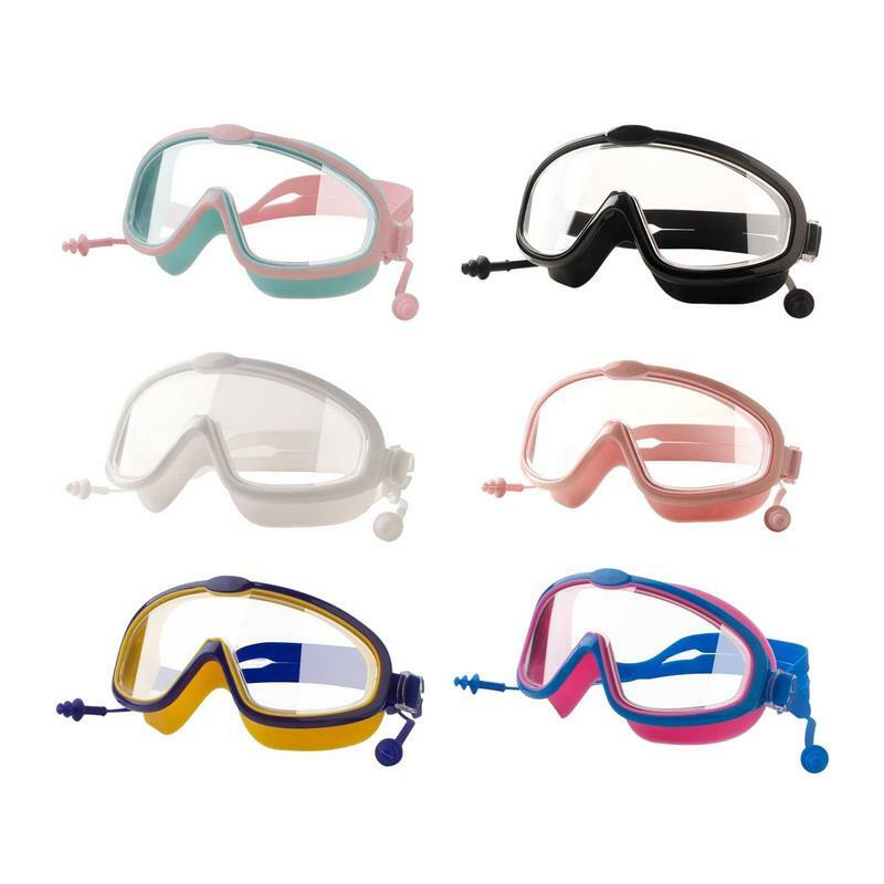 Óculos de natação ao ar livre natação earplug 2 em 1 conjunto para crianças anti-nevoeiro proteção uv óculos de natação com tampões para 4-15 anos crianças