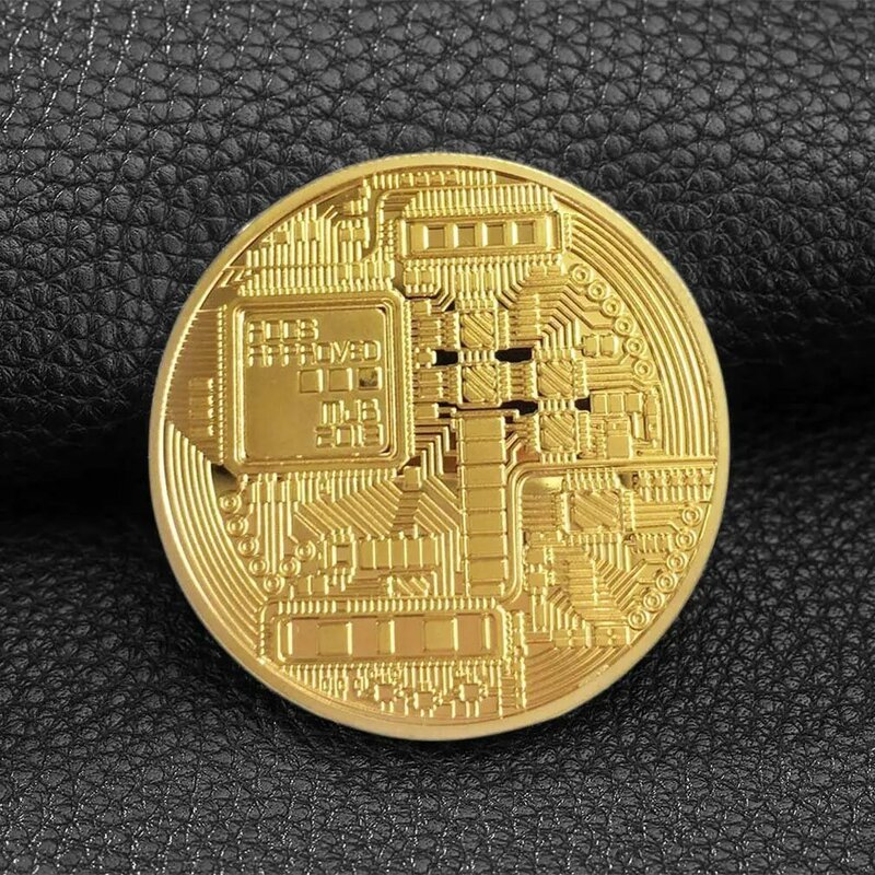 1 Buah Suvenir Kreatif Berlapis Emas Koin Bitcoin Fisik Emas Koleksi BTC Coin Art Koleksi Fisik Hadiah Peringatan