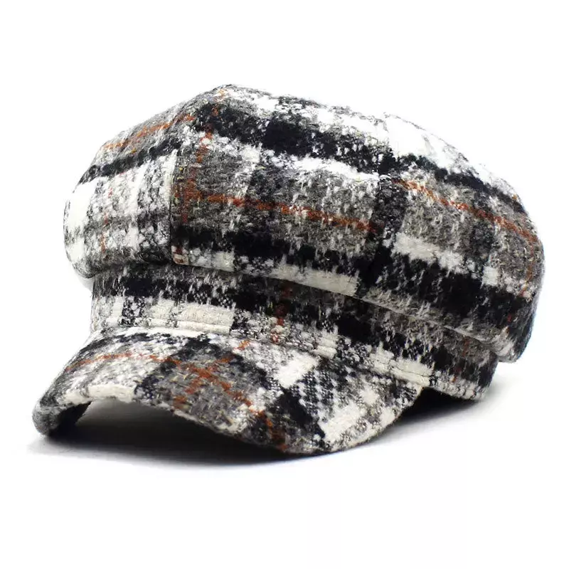 LDSLYJR Autumn and Winter Acrylic Striped Print Octagonal Hats for Women and Men Berets Painter Hat Beanie Cap 130